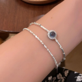 wholesale S925 Sterling Silver Aquamarine Bamboo Bracelet for Women, Fashionable and Elegant, Unique Design, Advanced Ethereal Sparkling Crystal Beaded Bracelet-0-2