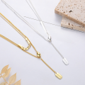 wholesale S925 Sterling Silver Korean-style Creative Square Tube Fringe Letter Pendant Necklace, Light Luxury Niche Women's Necklace-0-3