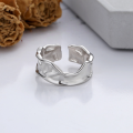 wholesale S925 Sterling Silver Korean-style Lava Tin Foil Textured Open Ring Ins Style Niche Design Light Luxury Wind Ring-0-2