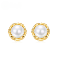 wholesale S925 Silver Geometric Natural Pearl Earrings for Women, Minimalist Vintage Design, Small and Chic-0-0