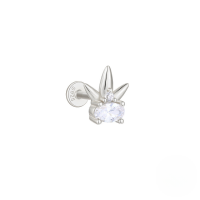 wholesale S925 Sterling Silver Love Crown Inlaid Zircon Cartilage Threaded Piercing Earrings For Women, Popular In Europe And America-Single platinum #4