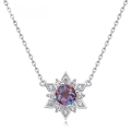 wholesale S925 silver new fashion trendy snowflake pendant necklace with lab-grown alexandrite cross-border supply-0-0