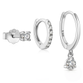 wholesale 925 Sterling Silver Daily Elegant Inlaid Diamond Set Earrings Women's Classic Hot-sale INS Hoop Stud Earrings-0-6
