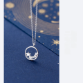 wholesale S925 Silver Necklace, Trendy Star with Diamond Inlay Hollowed-out Collarbone Chain D5468-0-2