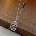 wholesale [Silver] Artisan S999 Hollow Abacus Pendant Necklace, Plain Silver for Good Fortune-0-2