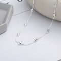 wholesale S925 silver Korean-style minimalist water drop spaced thin chain necklace for women-0-0