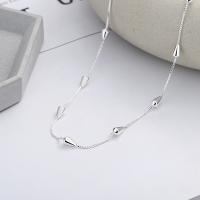 wholesale S925 silver Korean-style minimalist water drop spaced thin chain necklace for women-YL527M/approx. 5.7g 925 silver