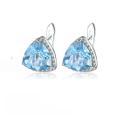 wholesale S925 Silver Cold Style Natural Stone Earrings, Triangular Sky Blue Topaz Gemstone Ear Drops-0-0