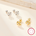 wholesale S925 Sterling Silver Zircon Geometric Cross Screw Ear Stud, Trendy and Exquisite Small Ear Cartilage Earring-0-1