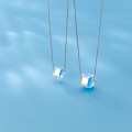 wholesale S925 Sterling Silver Narran Aurora Sugar Cube Necklace with Swarovski Crystal Magic Cube Iridescent Collarbone Chain Necklace D7649-0-3