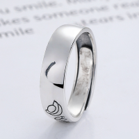 wholesale S925 silver retro vintage "Fortune from All Directions" auspicious meaning artistic and trendy versatile open ring-YJ1222 polished/approx. 3.6g &gt; opening adjustable