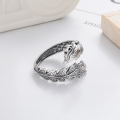 wholesale S925 Sterling Silver Retro Chinese Style Three-Dimensional Phoenix Auspicious Open Adjustable Ring, Creative and Majestic Index Finger Ring-0-2