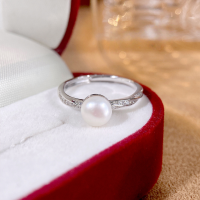 wholesale S925 Sterling Silver Moebius Freshwater Pearl Ring for Women, Light Luxury Index Finger Ring, Open Ring, Niche Design Band-Mobius Pearl Ring/approx. 1.63g>JZ013719