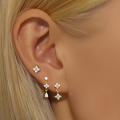 wholesale S925 Sterling Silver Geometric Zirconia Tassel Earring Set With Crystal-embellished Petal Design-0-3