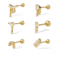 wholesale S925 Sterling Silver Geometric Diamond-Inlaid Dense Stud Ear Bone Piercing Screw Thread Ins Style-0-0