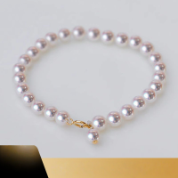 wholesale 18K Gold Japanese Akoya Seawater Pearl Bracelet for Women, Round, Strong Luster, Fine Skin, Versatile and Fashionable-18K yellow 16cm