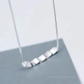 wholesale S925 Sterling Silver Geometric Lucky Bead Bean Necklace for Women, Minimalist and Luxurious Small Design Collarbone Chain Birthday Gift-0-2