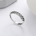 wholesale S925 Sterling Silver Retro Hollow Mesh Weave Irregular Ring Creative Trendy Fashion Design Sense Ring-0-1