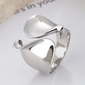 wholesale S925 Sterling Silver Korean Style Geometric Twisted Wide Band Exaggerated Artistic Open Ring Minimalist Luxury Ring-0-0
