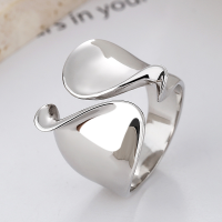 wholesale S925 Sterling Silver Korean Style Geometric Twisted Wide Band Exaggerated Artistic Open Ring Minimalist Luxury Ring-DF204/approx. 7g Adjustable opening