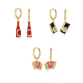 wholesale S925 Sterling Silver Creative Camera, Instrument, And Bottle Earring Set With Enamel Drop Oil Design In European French Style-0-0