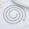 wholesale S925 Sterling Silver Bead Plain Silver Pearl Necklace O-Link Chain Versatile DIY Matching Accessory Collarbone Chain Sweater Chain-0-1