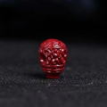 wholesale Metal material natural cinnabar Tibetan-style integrated three-hole carved purple clay round bead key pattern Buddha head and pagoda DIY bracelet accessory-0-13