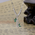 wholesale S925 Sterling Silver Maker's Bamboo High-Rise Necklace for Women, Exquisite and Fashionable Chinese Style Bamboo Node Ascending Versatile Collarbone Jewelry-0-3