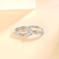 wholesale S925 Sterling Silver Yaxi Glacier Glow Couple Rings Minimalist Two-Tone Trendy Matching Bands Niche High-End Sense Qixi Festival-0-1