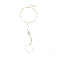 wholesale S925 Sterling Silver Claw-set Tassel Chain Love Heart Zircon Ring Bracelet, New Hot-selling Light Luxury Advanced-Gold 925 silver