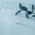 wholesale S925 Sterling Silver Korean-style Small Fresh Creative Diamond-inlaid Gourd Necklace Simple Pearl Collarbone Chain for Women D6696-0-2