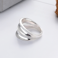 wholesale S925 Sterling Silver Retro Korean Style Minimalist Multi-Layer Line Small Design Open Adjustable Ring for Women-0-3