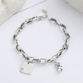 wholesale S925 Sterling Silver Korean-style Creative and Cute Bear Pendant Trendy English Charm Bracelet-0-0