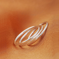wholesale 999 Silver Nalan Three-Life Three-World Couple's Plain Ring, Unisex Minimalist Versatile Ring R02083-R02083-Nail Sand Model 8 Size
