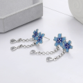 wholesale S925 Silver Retro Vintage Enamel Flower Tassel Trendy Design Earrings and Ear Clips-0-3