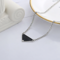 wholesale S925 Sterling Silver Korean Style Ins Trendy Sweet and Cool Y2K Drip Glue Triangle Pendant Link Necklace for Women-0-0