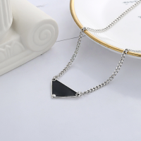wholesale S925 Sterling Silver Korean Style Ins Trendy Sweet and Cool Y2K Drip Glue Triangle Pendant Link Necklace for Women-YL294/approx. 11.1g 925 silver