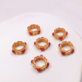 wholesale Metal S925 silver gold-plated running ring token square cube accessory bracelet beads DIY semi-finished natural southern red agate-0-4