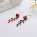 wholesale S925 silver vintage Chinese-style lantern firecracker red festive creative design earrings ear clips-0-1