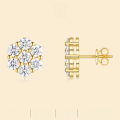 wholesale 925 Sterling Silver French-style Floral Stud Earrings, Gold Plated, Luxury Moissanite Women's Earrings, Trendy and Elegant-0-0