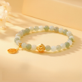 wholesale Metal material in the front, Hetian Jade Fu Character Bracelet for Women, Ins Niche Design New Style, Hetian Jade Bead Bracelet for Women, Light Luxury Vintage Hand Accessory, Minimalist-0-1