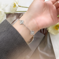 wholesale S925 Sterling Silver Fresh and Sweet Ins Style Niche Design Exquisite Engraved Four-Leaf Flower Bracelet S7771-0-1