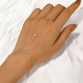 wholesale S925 Sterling Silver Vintage Turquoise-inlaid Versatile Women's Linked Finger Ring Chain, A Basic Multi-layer Stacking Bracelet-0-1