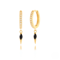 wholesale S925 Sterling Silver Zircon-studded Conical Rivet Ear Cuff, A Hot-selling Cross-border Ear Accessory With An Ins Style-Gold-Black Diamond