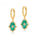 wholesale S925 sterling silver minimalist geometric malachite earrings, trendy and niche Korean and Japanese style design, available for dropshipping-0-0