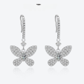 wholesale S925 Metal 3*6 Bow Earrings with 025ct Full Diamond Ear Hook, Cross-Border Hot Seller-0-0