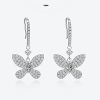 wholesale S925 Metal 3*6 Bow Earrings with 025ct Full Diamond Ear Hook, Cross-Border Hot Seller-White【E-0229】 Main Stone 3*6
