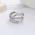 wholesale S925 Sterling Silver Retro-Inspired Viral Style Twisted Crossed Heart Line Geometric Irregular Open Knuckle Ring-0-2