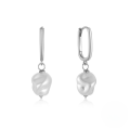 wholesale S925 Sterling Silver U-Shaped Irregular Pearl Ear Cuff, Retro Minimalist INS Versatile Earrings for Women-0-4