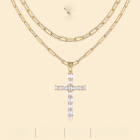 wholesale S925 silver gold fashion ins-style non-fading collarbone chain with moissanite layered minimalist luxury niche necklace accessories for women-Moissanite